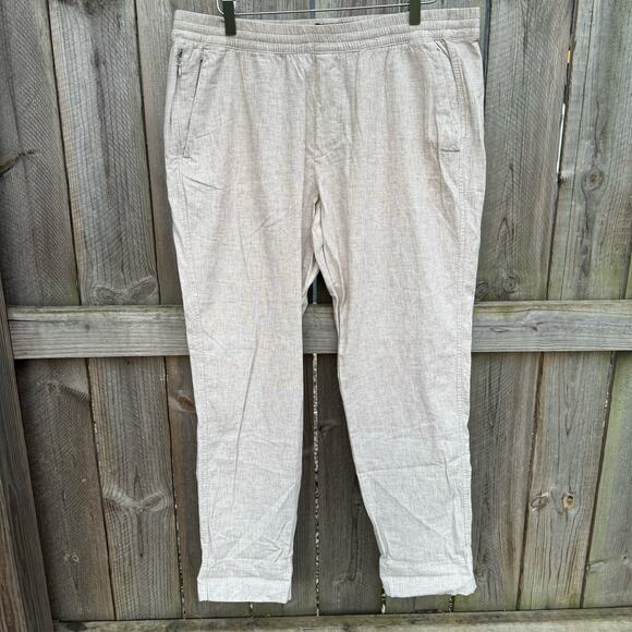 Abercrombie & Fitch Pants Stretch Size XL Cotton Linen Blend Beige NWT - Picture 1 of 9